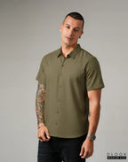 MEN'S SHORT SLEEVE SHIRT - DARK GREEN