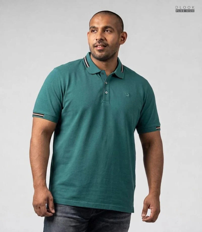 Premium Contrast Polo T Shirt-Dark Green