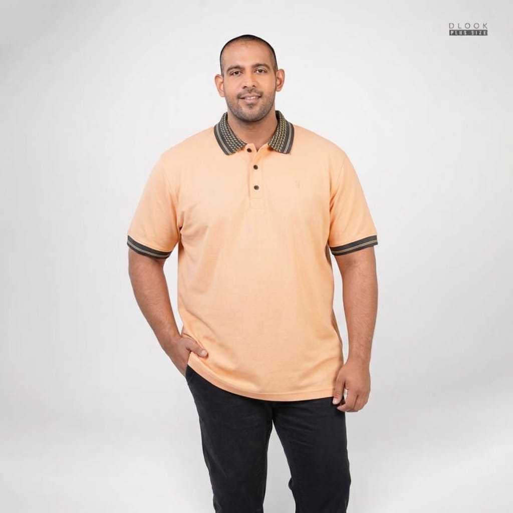 Premium Contrast Polo T Shirt-Light Orange