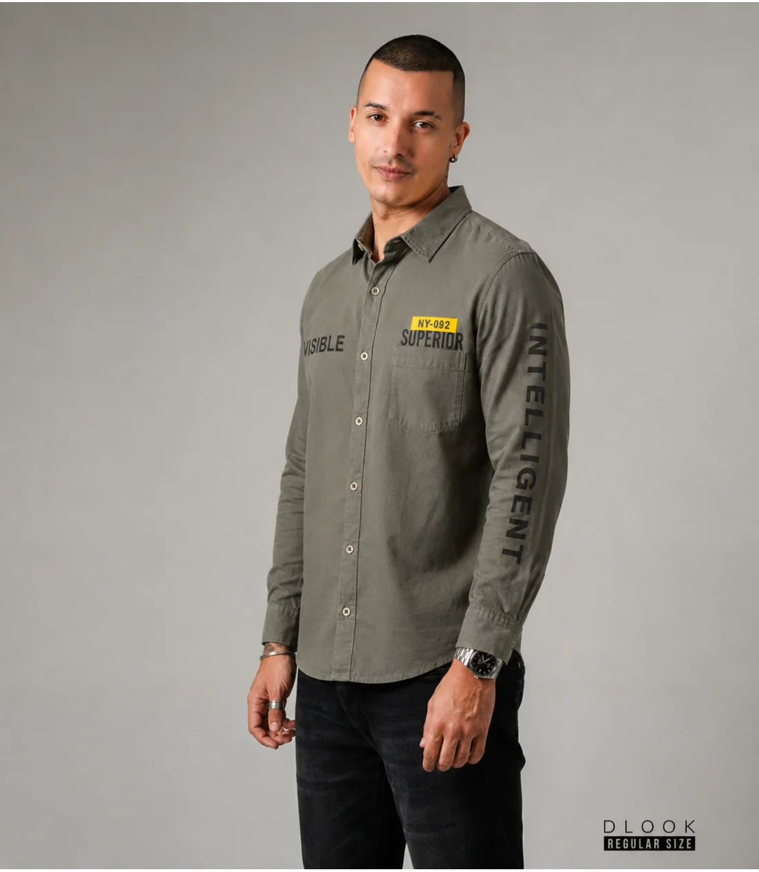 MEN'S LONG SLEEVE SHIRT - ARMY GREEN