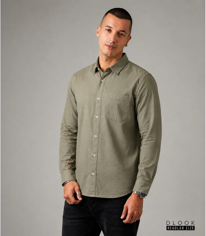 MEN'S LONG SLEEVE SHIRT - ARMY GREEN