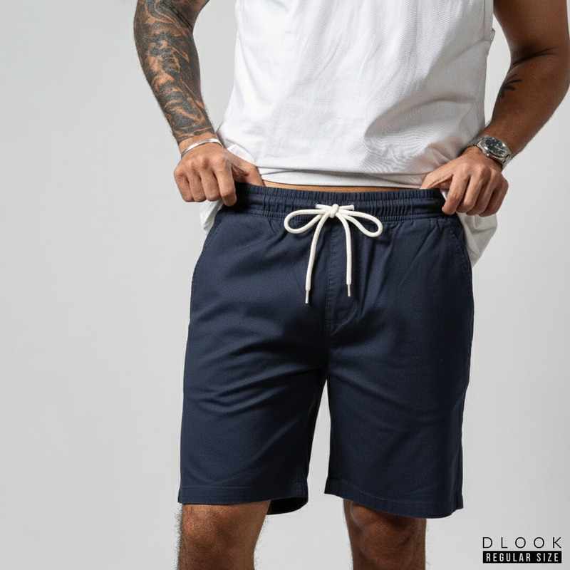 MEN'S CASUAL SHORT WITH DRAWCORD-BLUE