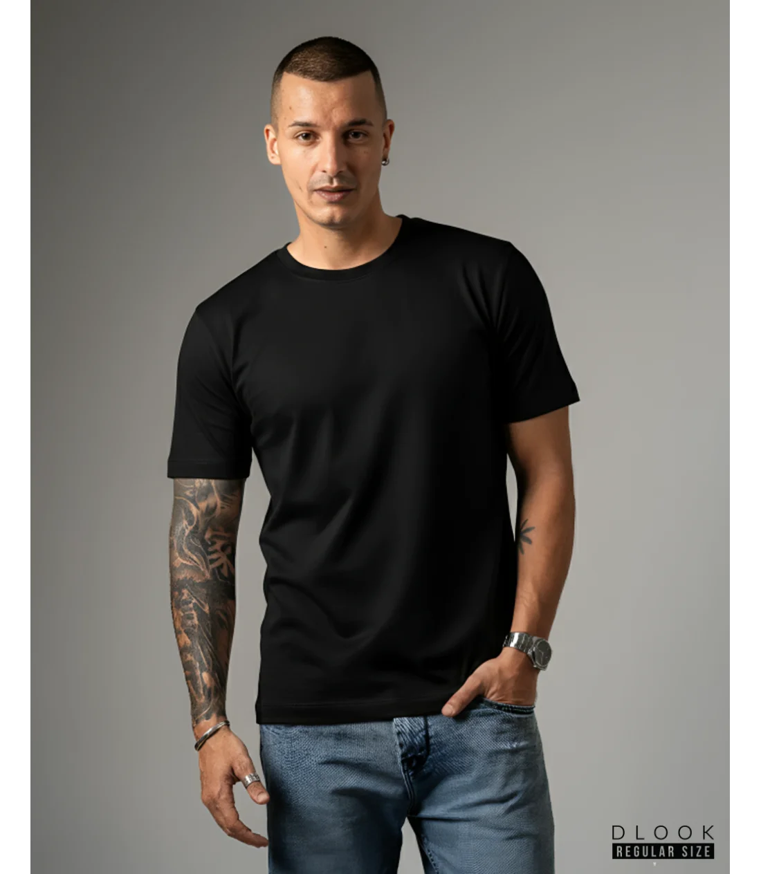 MEN'S CREW NECK TSHIRT - BLACK
