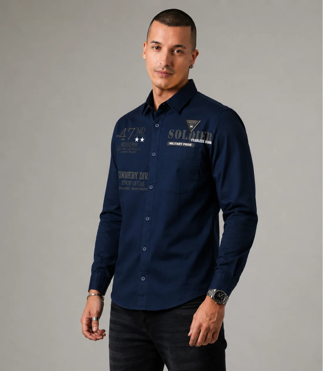 MEN'S LONG SLEEVE SHIRT - DARK BLUE