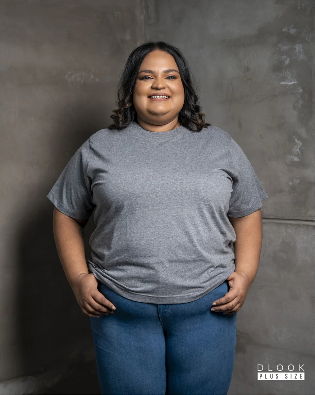 WOMEN'S CREW NECK T SHIRT-DARK GREY
