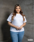 WOMEN'S CREW NECK T SHIRT-WHITE