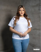 WOMEN'S CREW NECK T SHIRT-WHITE