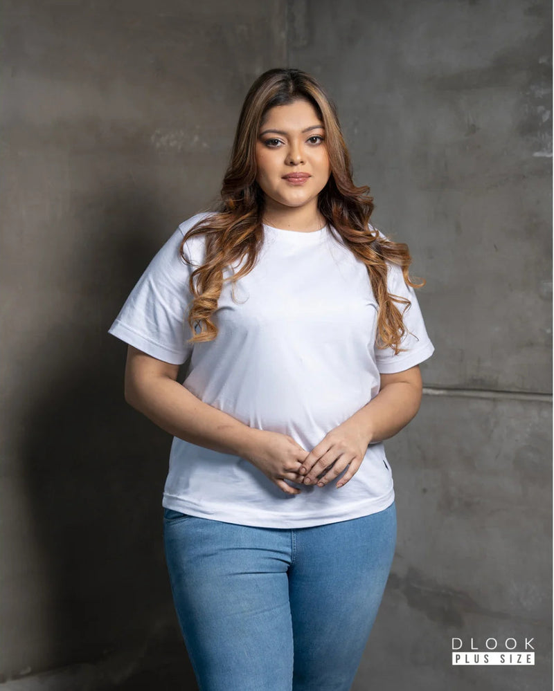 WOMEN'S CREW NECK T SHIRT-WHITE