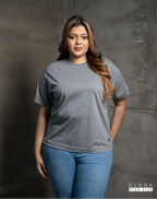 WOMEN'S CREW NECK T SHIRT-DARK GREY