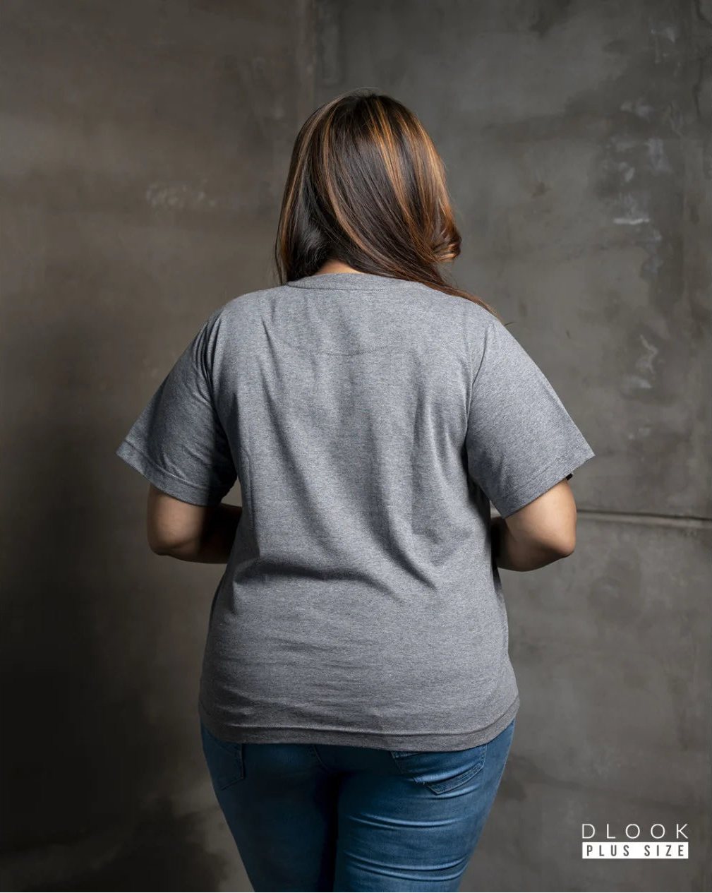 WOMEN'S CREW NECK T SHIRT-DARK GREY