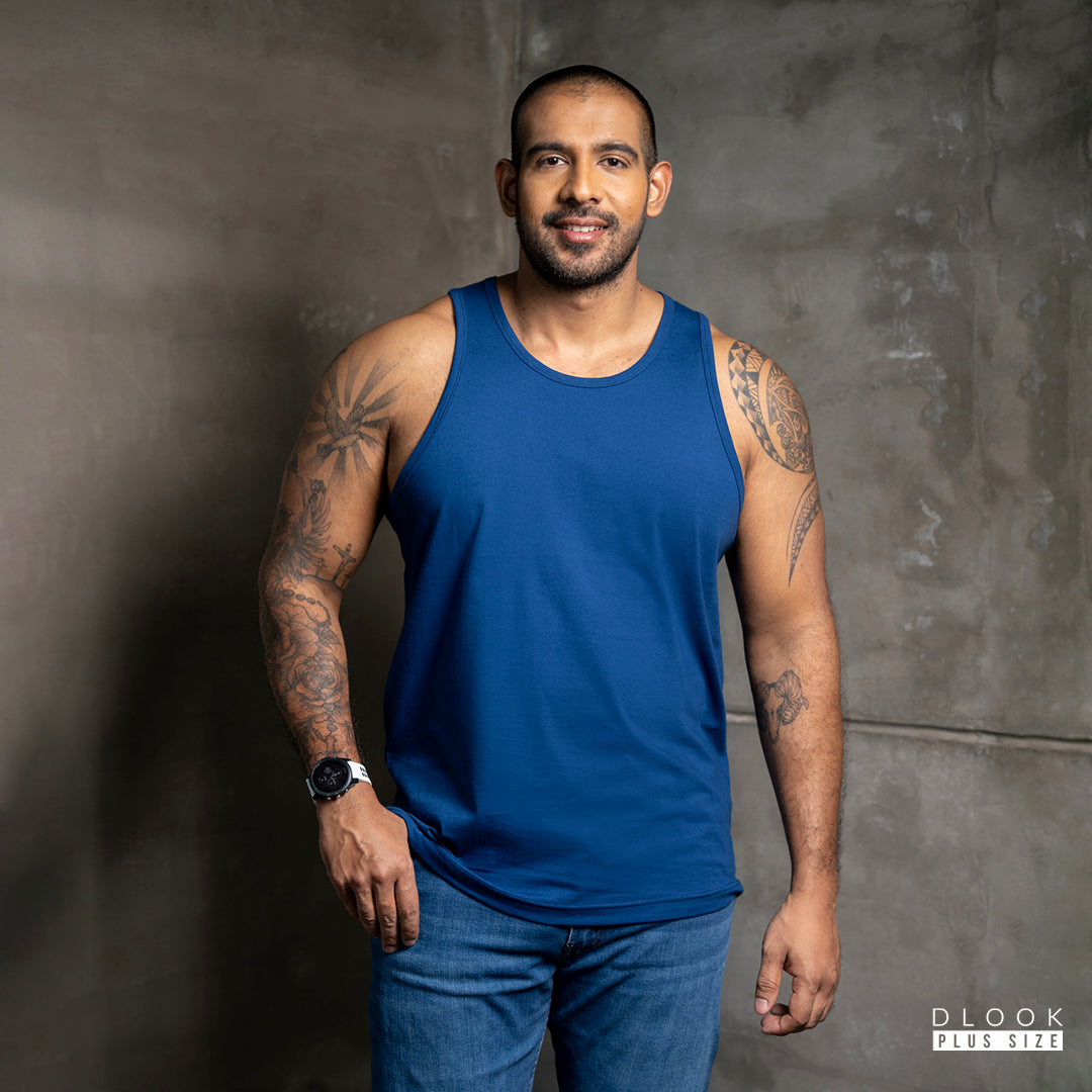MEN PLAIN TANK TOP- BLUE