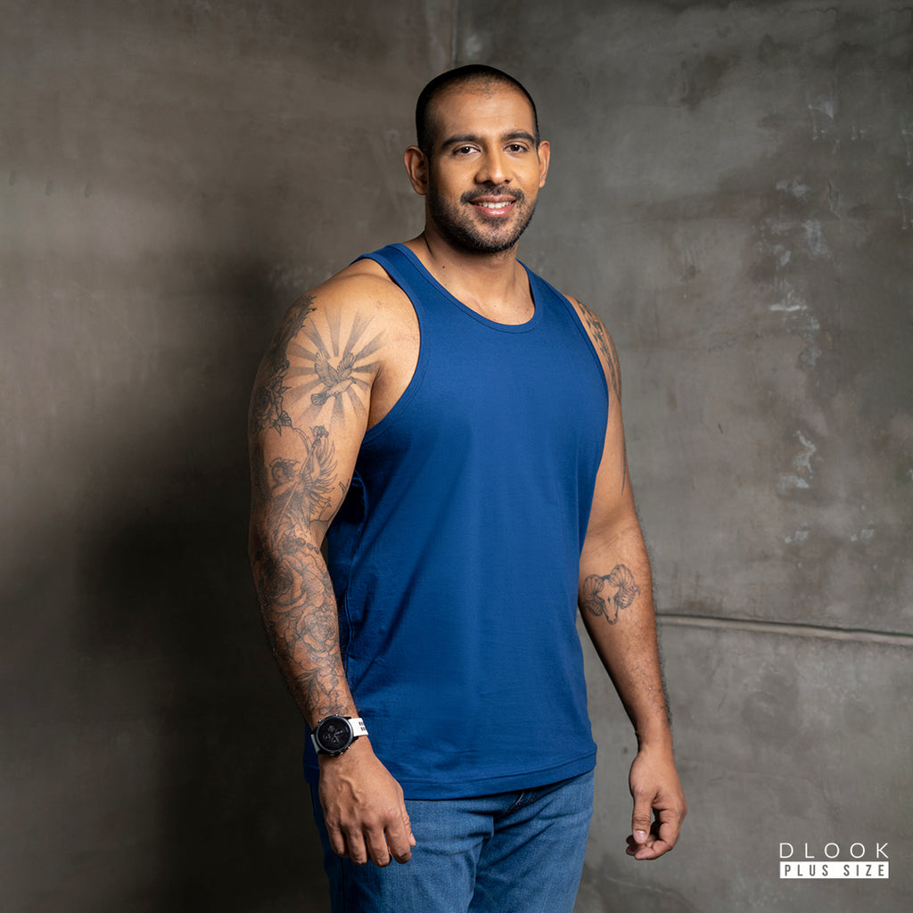 MEN PLAIN TANK TOP- BLUE