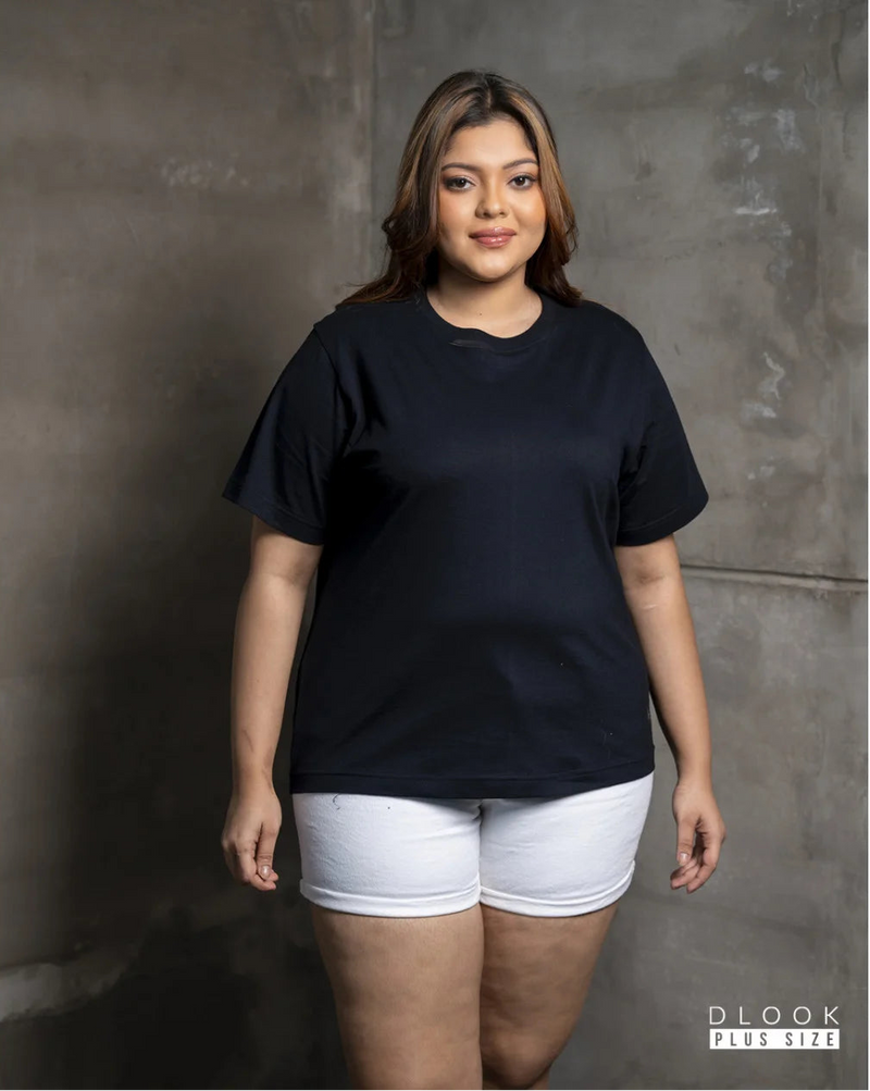 WOMEN'S CREW NECK T SHIRT-BLACK