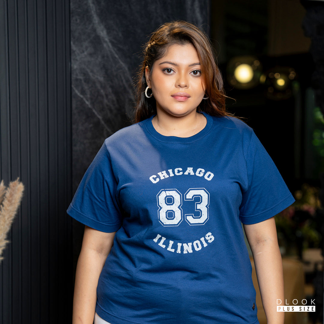 WOMEN'S GRAPHIC T SHIRT-BLUE