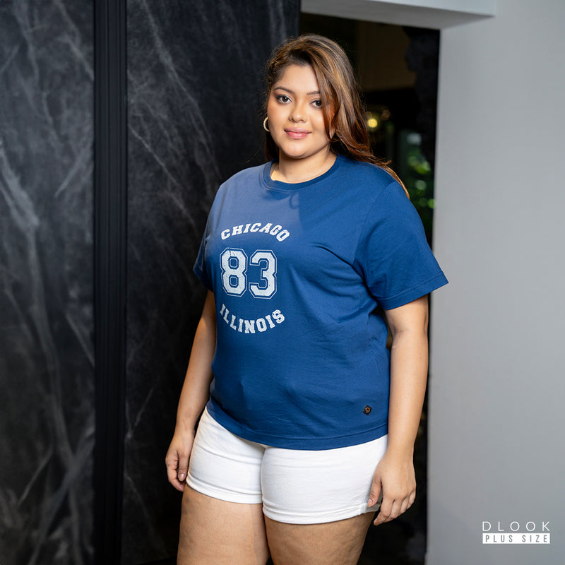 WOMEN'S GRAPHIC T SHIRT-BLUE