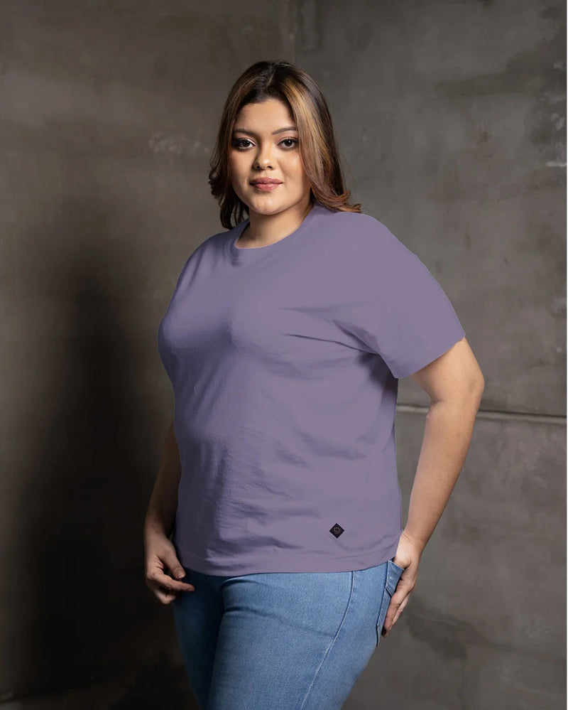 WOMEN'S CREW NECK T SHIRT - RED VIOLET