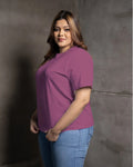 WOMEN'S CREW NECK T SHIRT- PURPLE