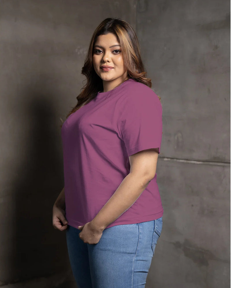 WOMEN'S CREW NECK T SHIRT- PURPLE