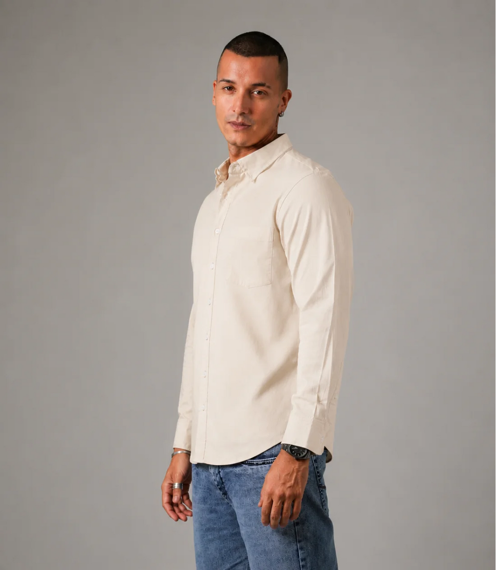 MEN'S LONG SLEEVE SHIRT - LIGHT BEIGE