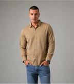 MEN'S LONG SLEEVE SHIRT - DARK BEIGE