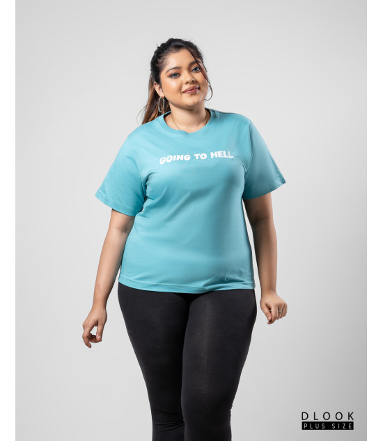 Ladies Plus Size Graphic T-shirt - L.Blue