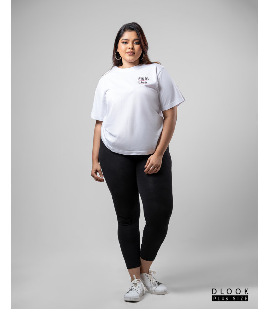 Ladies Plus Size Graphic T-shirt white