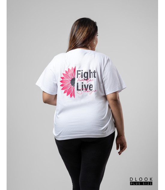 Ladies Plus Size Graphic T-shirt white