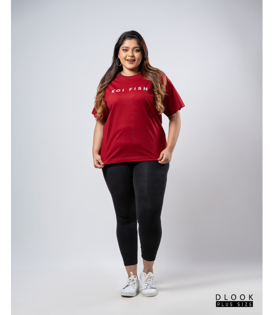 Ladies Plus Size Graphic T-shirt - Maroon