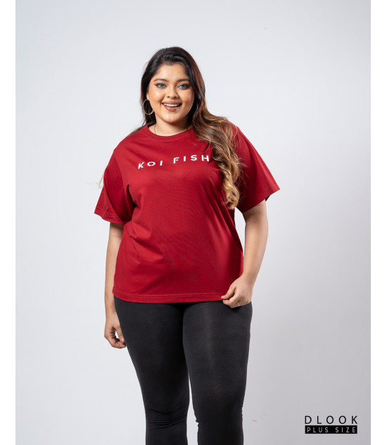 Ladies Plus Size Graphic T-shirt - Maroon