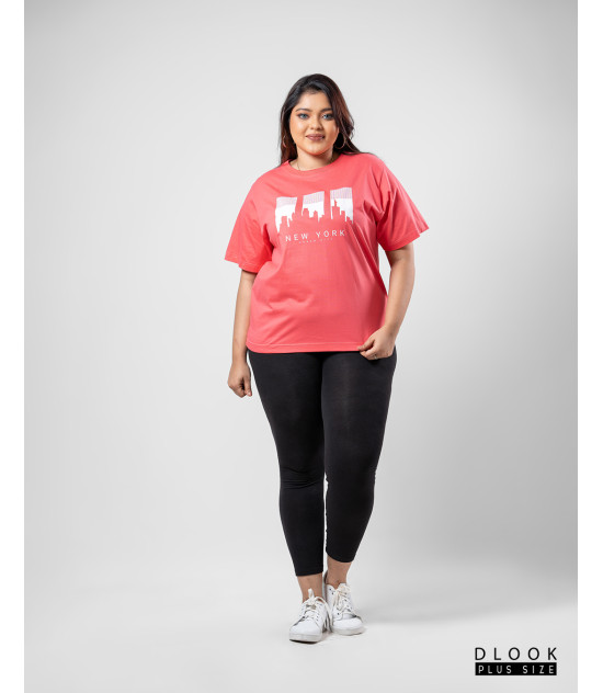 Ladies Plus Size Graphic T shirt - Pink