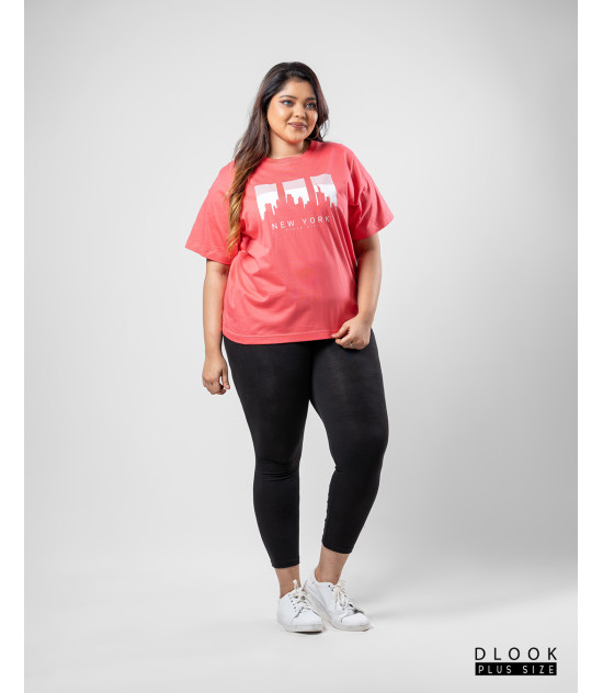 Ladies Plus Size Graphic T shirt - Pink