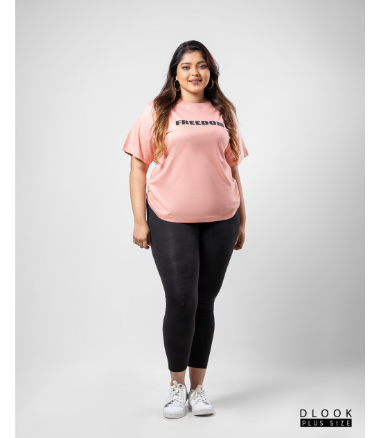 Ladies Plus Size Graphic T-shirt Peach 