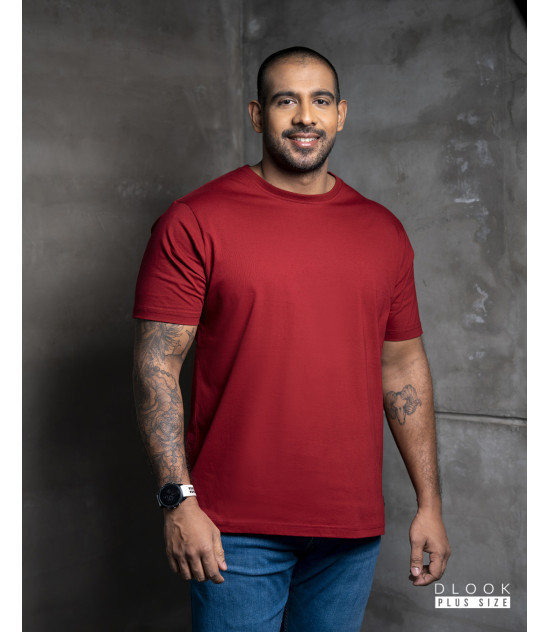 MEN PLUS PLAIN T SHIRT -MAROON