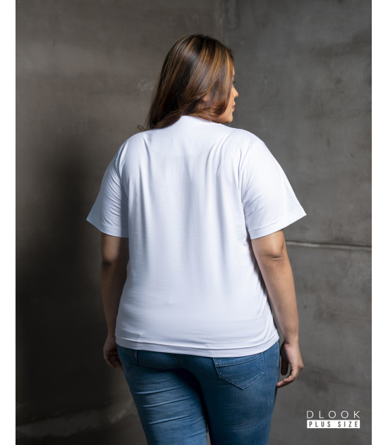 WOMENS PLUS T-SHIRT-WHITE-DWP 50001 