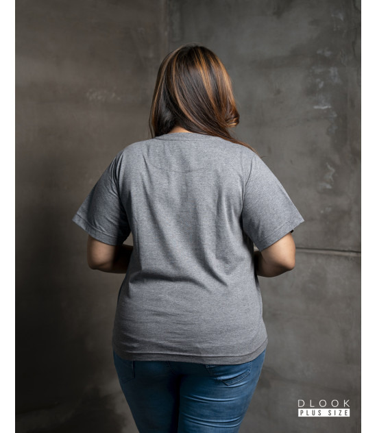 WOMENS PLUS T SHIRT-DARK ASH