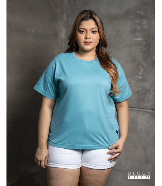 WOMENS PLUS T-SHIRT-SKY BLUE