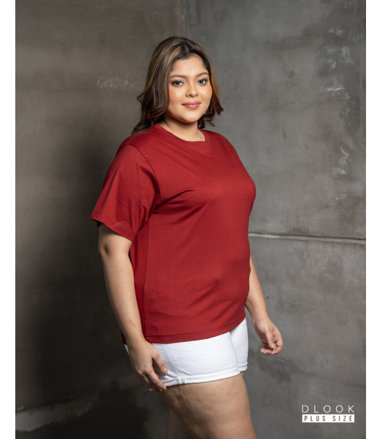 WOMENS PLUS T SHIRT-MAROON-DWP 50001 