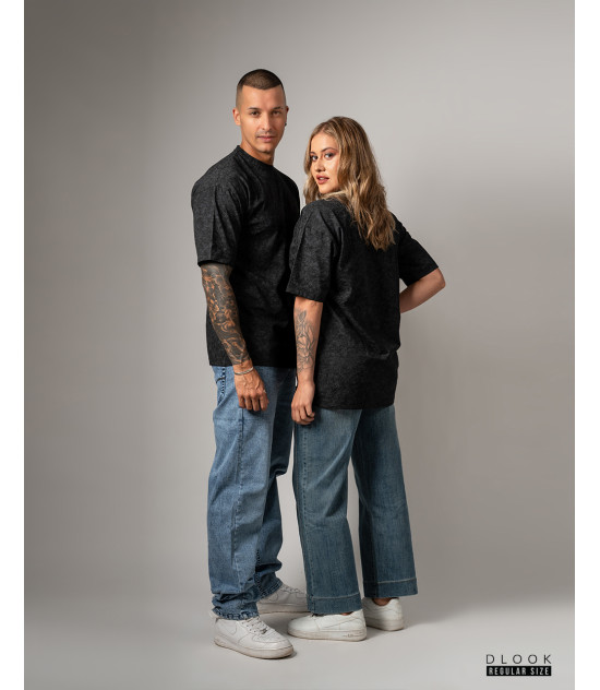 UNISEX OVERSIZED T-SHIRT ACID WASH BLACK