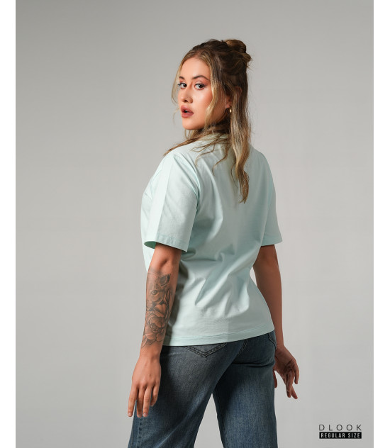 Ladie's Crew Neck T shirt Light Blue