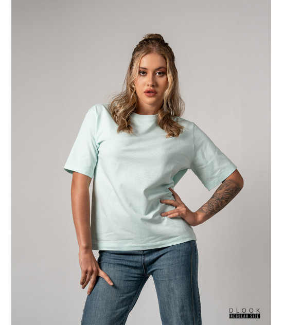 Ladie's Crew Neck T shirt Light Blue