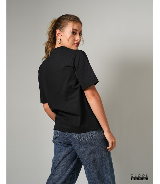 Ladie's Crew Neck T shirt Black