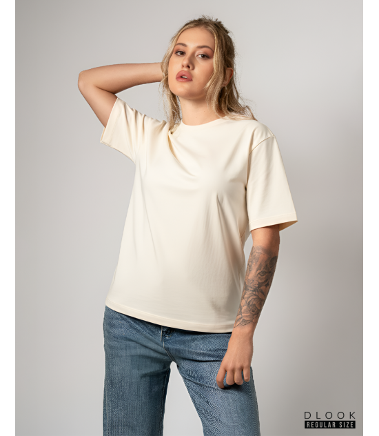 Ladie's Crew Neck T shirt Ivory