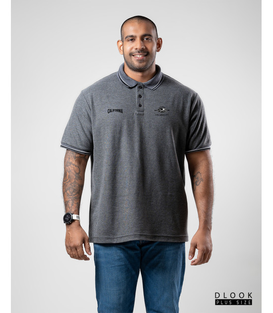 Plus size EMB Polo T-shirt Ash