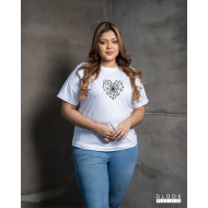 Ladies Plus Size Graphic T shirt - White