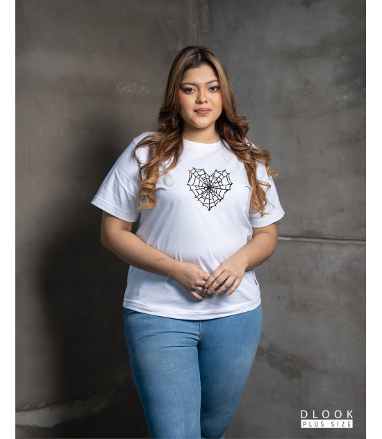 Ladies Plus Size Graphic T shirt - White