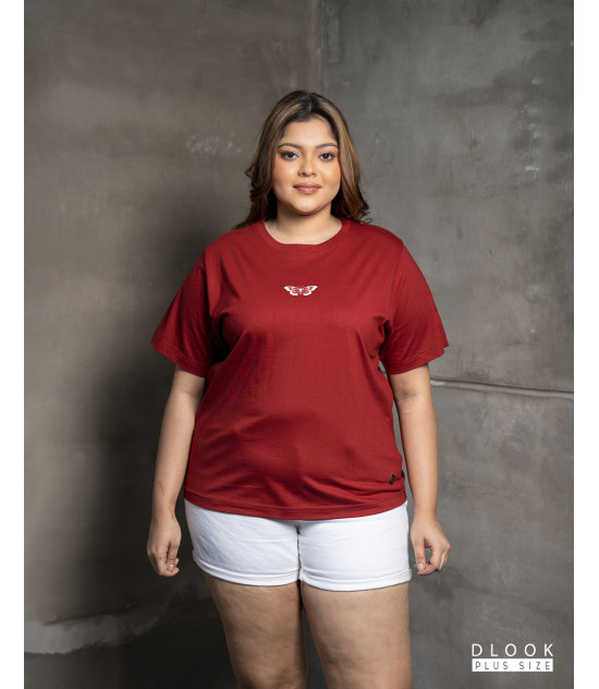 Ladies Plus Size Graphic T shirt - Maroon