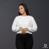 Long Sleeve Oversize Crop Top white