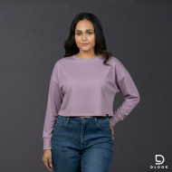 Long Sleeve Oversize Crop Top Purple