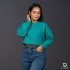 Long Sleeve Oversize Crop Top Green