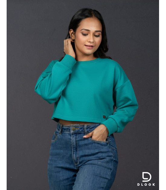 Long Sleeve Oversize Crop Top Green